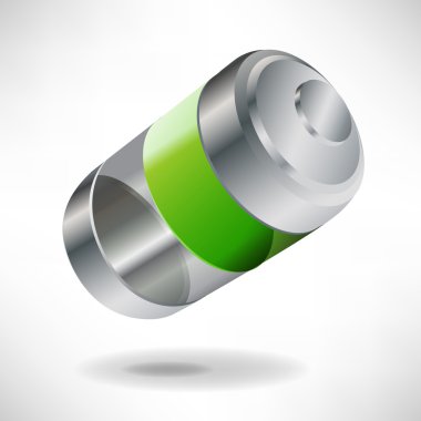 single glossy battery icon isolated clipart