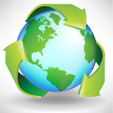 Yeşil dünya küre geri dönüşüm kavramı