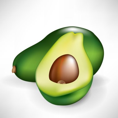 half of avocado and whole fruit isolated clipart