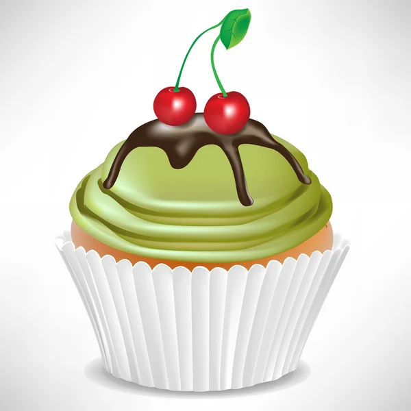 Gâteau cerise et kiwi tasse — Image vectorielle