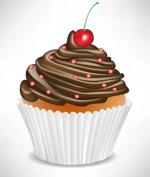 Gâteau tasse cerise chocolat — Image vectorielle