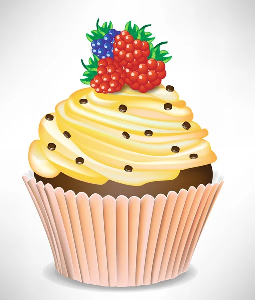 莓果和香草杯子蛋糕 — 图库矢量图片