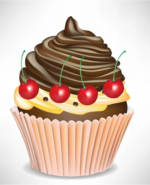 Gâteau tasse cerise et chocolat — Image vectorielle