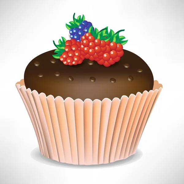Berry chocolate cup cake — Stock Vector