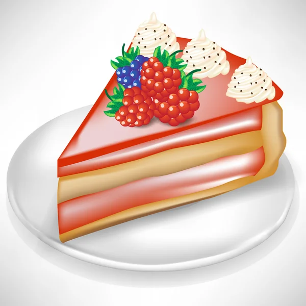 Кусочек торта с ягодами — стоковый вектор