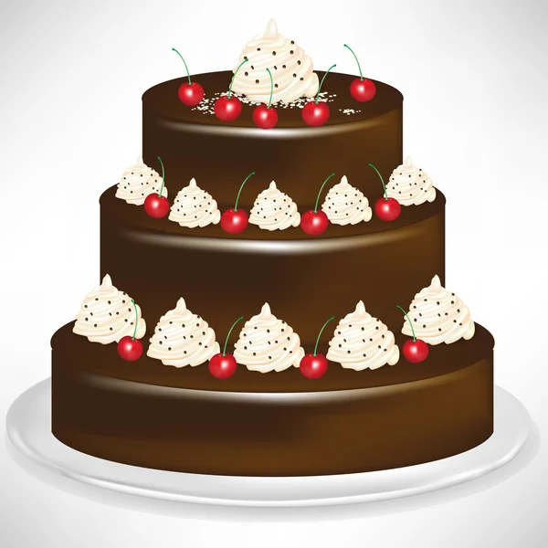 Élégant gâteau au chocolat et cerise — Image vectorielle