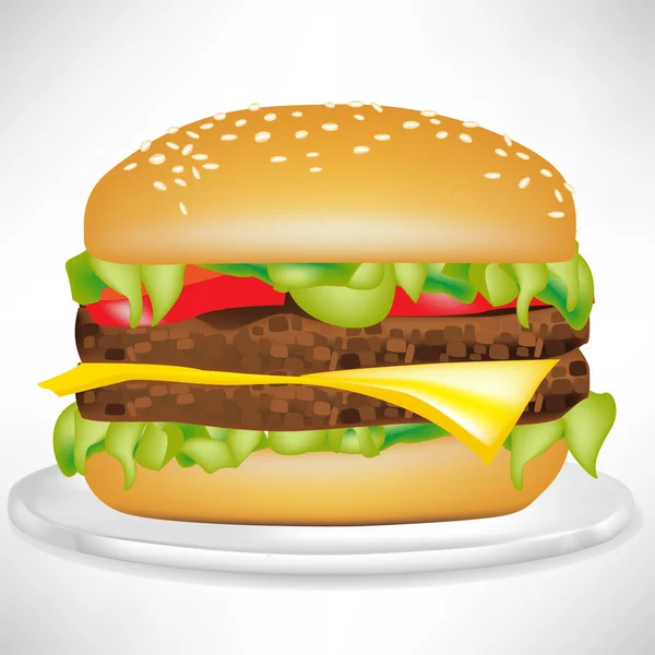 Hamburger na talerzu — Wektor stockowy