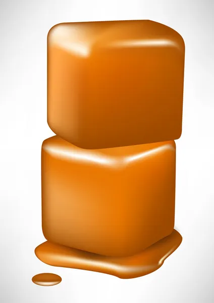 Pile de deux cubes de fusion au caramel — Image vectorielle