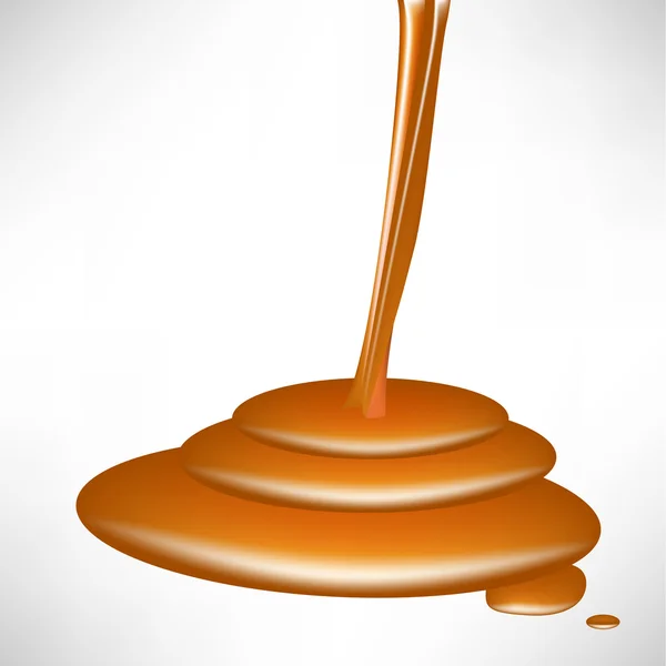 Delicious caramel pouring isolated flavor — Stock Vector