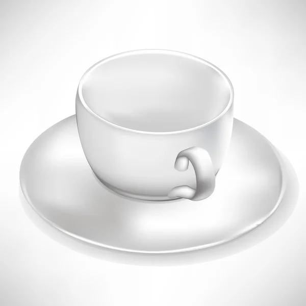 Taza blanca simple con plato — Vector de stock