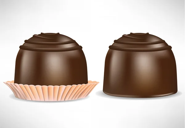 Zwei Stück Schokoladenbonbons — Stockvektor