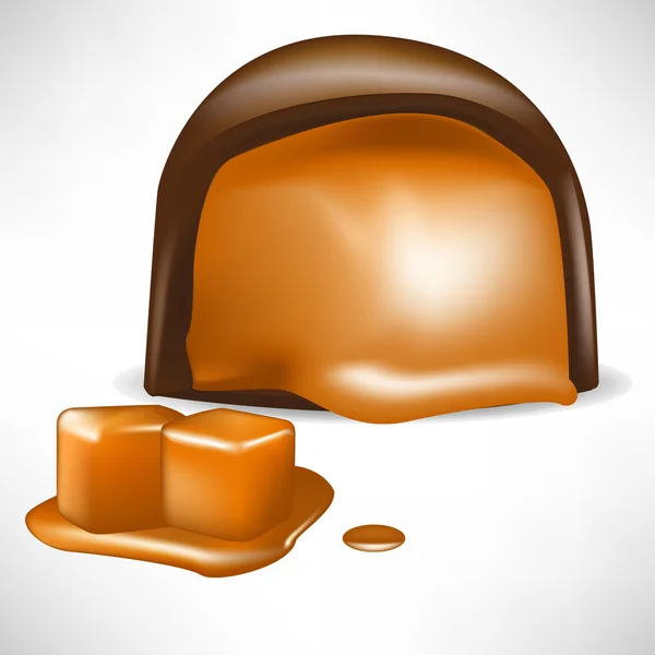Bonbons au chocolat remplis de caramel — Image vectorielle
