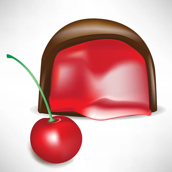 Choklad godis med cherry fyllning — Stock vektor