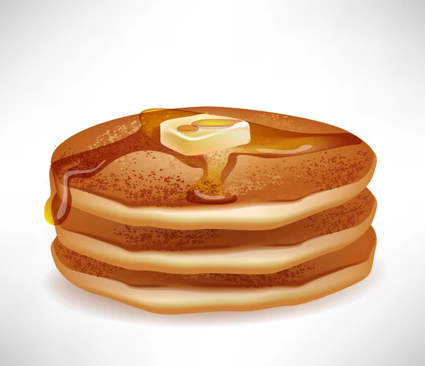 简单的煎饼用黄油和焦糖糖浆 — 图库矢量图片