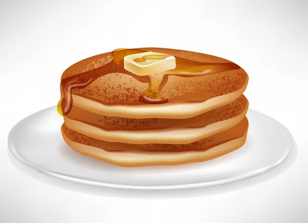Tereyağ ve karamel şurup ile Pancakes — Stok Vektör