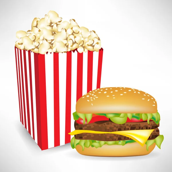 Fastfood portion frites et hamburger — Image vectorielle