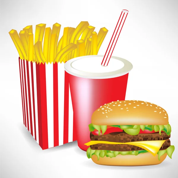 Frites burger et jus — Image vectorielle
