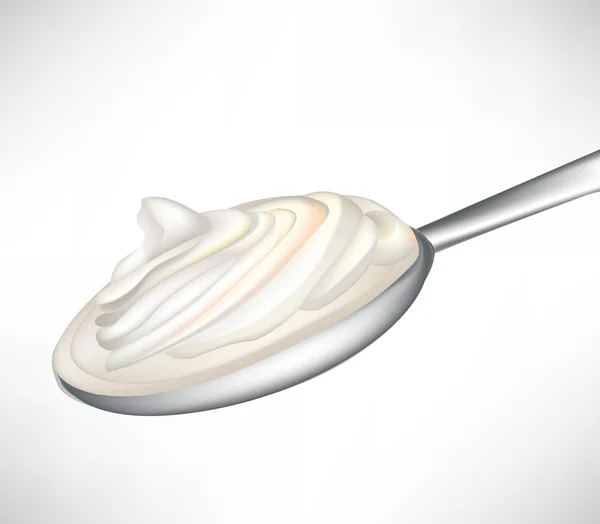 Cuchara con yogur cremoso aislado — Vector de stock