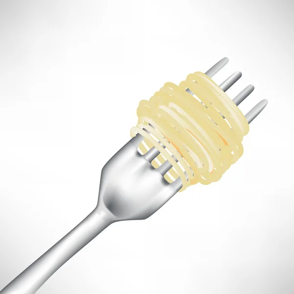 stock vector simple spaghetti on fork isolated