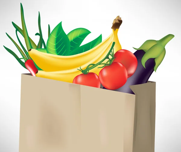 grocery bag with fruits and vegetables