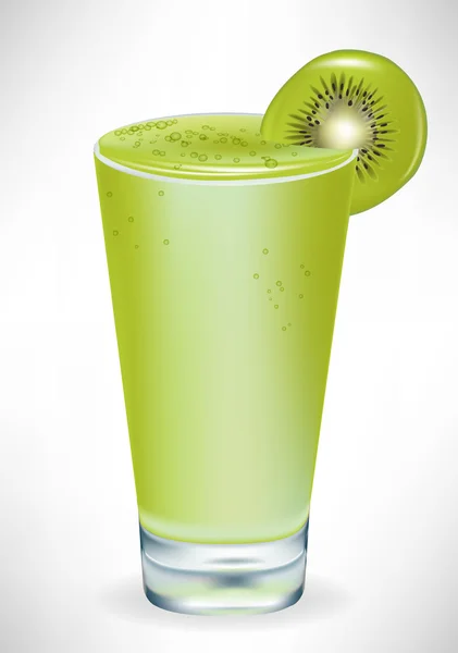 Glass with kiwi milkshake isolated — Stock Vector