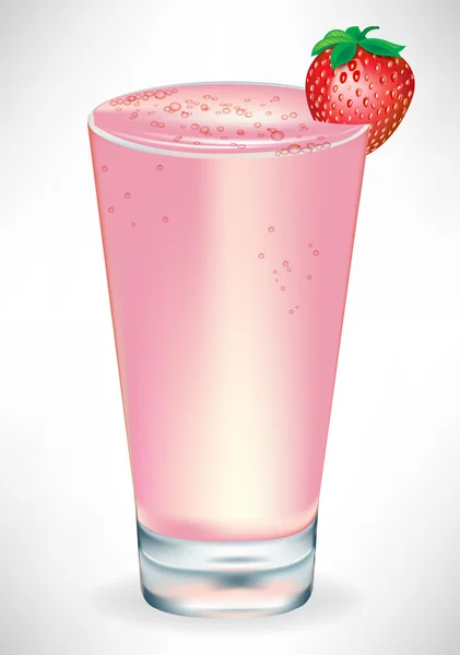 玻璃的草莓奶昔 — 图库矢量图片