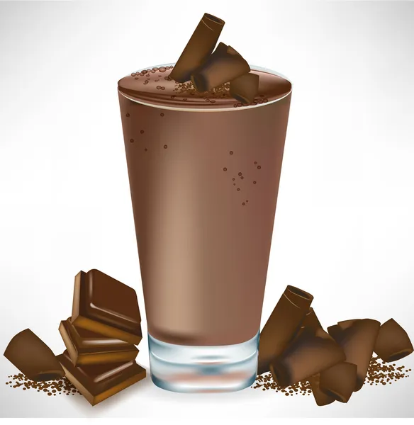 Chocolate milkshake with chocolate pieces — Stock Vector