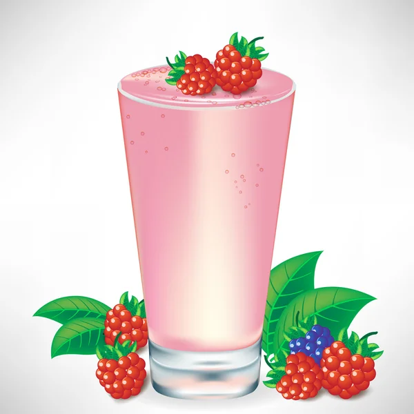 Ягодный молочный коктейль с ягодами — стоковый вектор