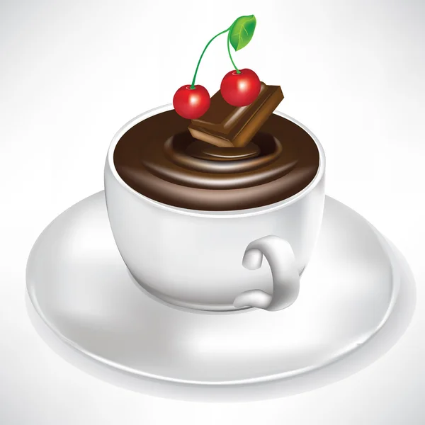 Kiraz tadı ile sıcak çikolata Kupası — Stok Vektör