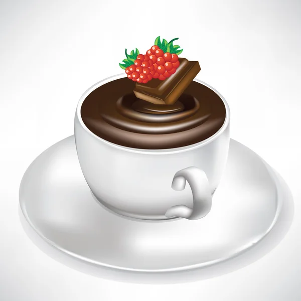 Taza de chocolate caliente con sabor a bayas — Vector de stock