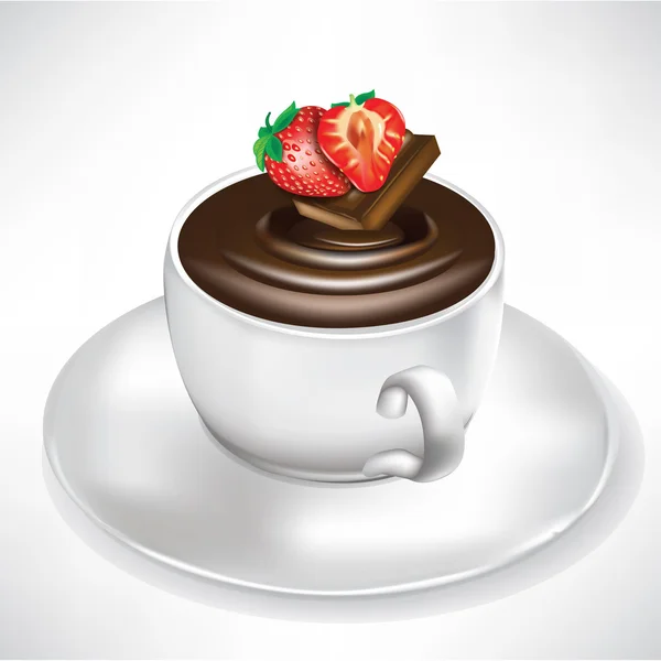 Xícara de chocolate quente com sabor de morango — Vetor de Stock