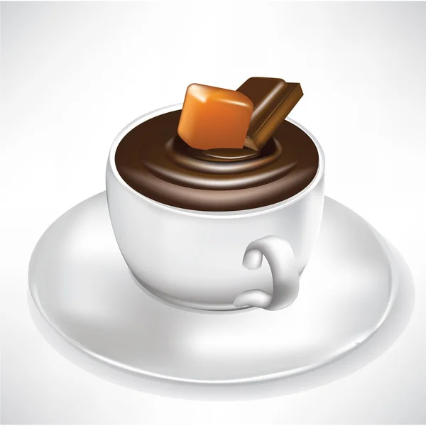 Chocolate caliente y sabor a caramelo — Vector de stock