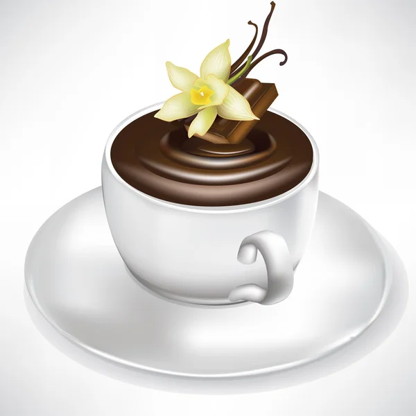 Vanilya aroması ile sıcak çikolata Kupası — Stok Vektör