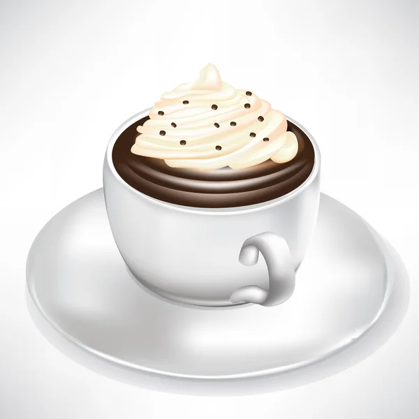 Copa de chocolate caliente con crema batida — Vector de stock
