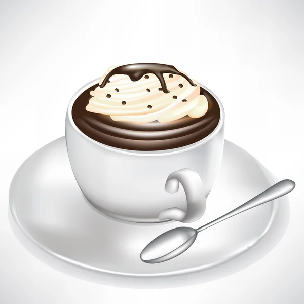 Horký čokoládový pohár s čokolády piece — Stockový vektor