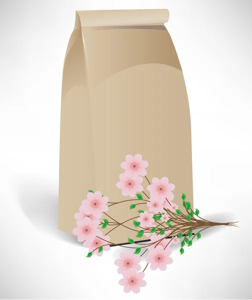 Bolsa con arreglo floral aislado — Vector de stock