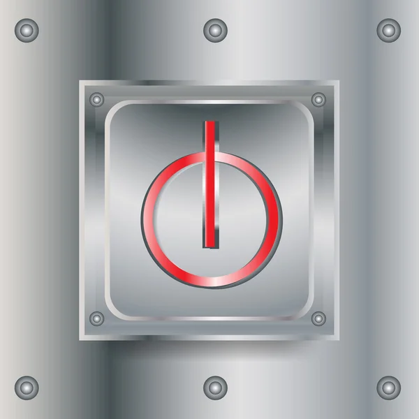 Botão quadrado off interruptor metálico —  Vetores de Stock