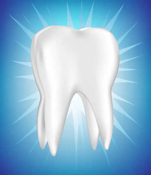 Сияющий зуб на синем блеске — стоковый вектор