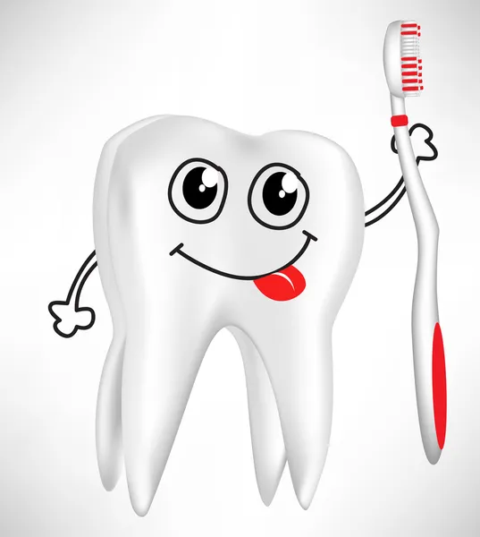 Feliz dente segurando escova de dentes — Vetor de Stock