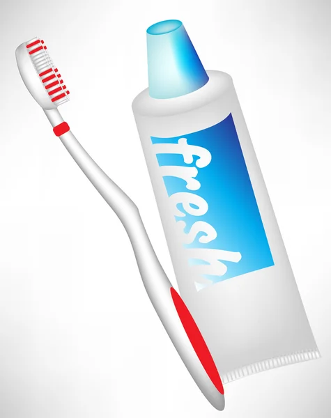 Brosse à dents et dentifrice isolés — Image vectorielle