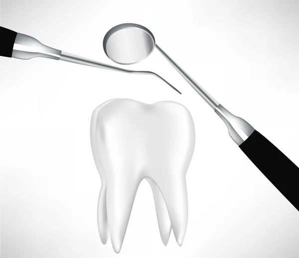 Dente examinado por instrumentos dentários — Vetor de Stock