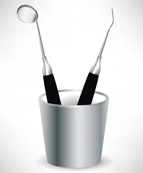 Зубні інструменти в чашці ізольовані — стоковий вектор