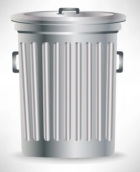 Único lixo metálico com tampa — Vetor de Stock