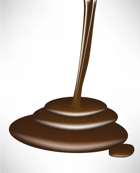 Chocolate derramando em ondas de chocolate — Vetor de Stock
