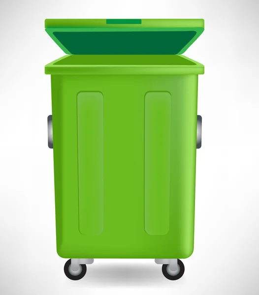 Green trashcan with cap isolated — Stock Vector