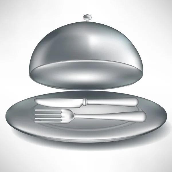 Öppna catering fack med gaffel och kniv — Stock vektor
