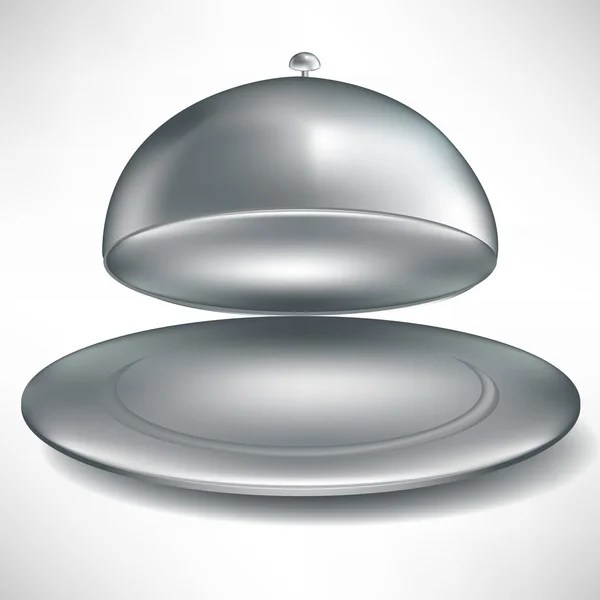 Срібний посуд відкритий лоток для громадського харчування ізольований — стоковий вектор