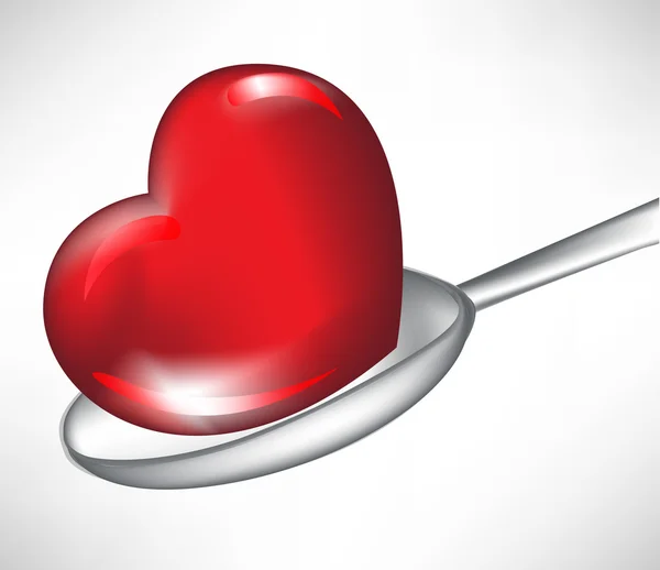 Heart in spoon isolated on white — Stock Vector