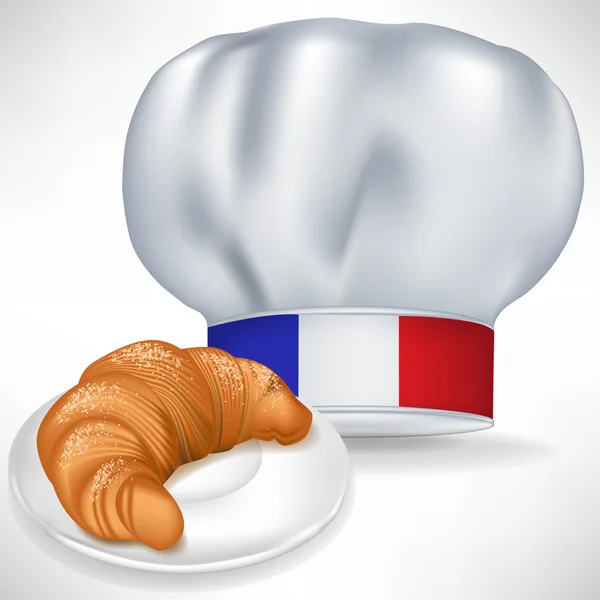 Chapéu de cozinheiro francês chef com croissant — Vetor de Stock
