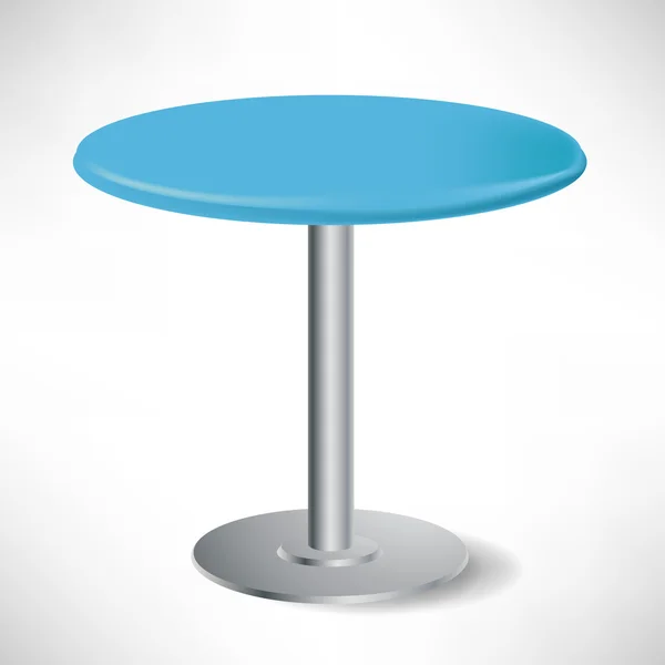 Semplice tavolo rotondo blu non occupato con gamba in metallo inossidabile — Vettoriale Stock